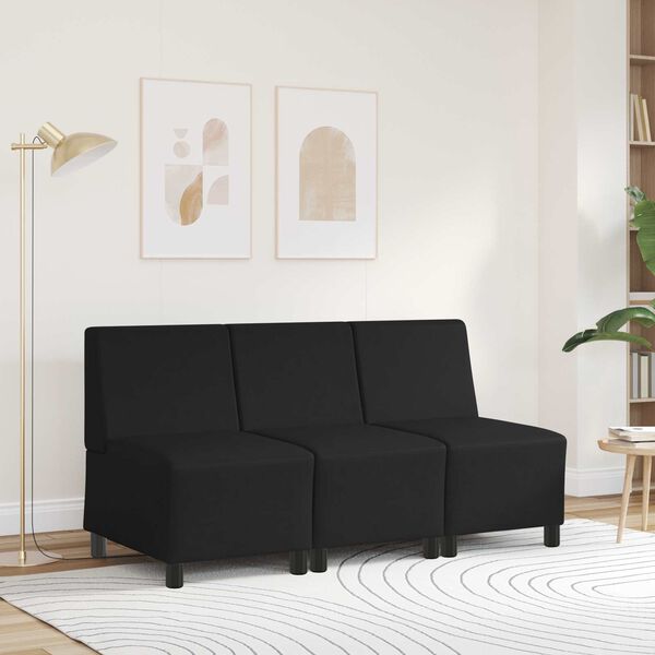 vidaXL | Modulares Armfreies Sofa | Schwarz 55 x 74 x 82 cm Kunstleder