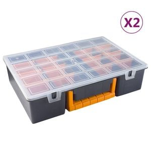vidaXL Sortimentskoffer 2 Stk. Abnehmbare Trennw&auml;nde 360x250x85 mm PP