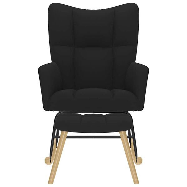 vidaXL Schaukelstuhl mit Fu&szlig;hocker Schwarz Stoff