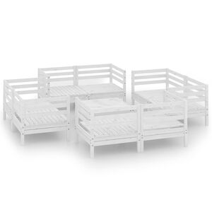 vidaXL 9-tlg. Garten-Lounge-Set Wei&szlig; Kiefer Massivholz