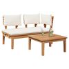 vidaXL Gartenbank 2 pcs Creme und Braun Massivholz Teak