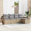 vidaXL Gartensofa-set mit Kissen mit Speicher 5 pcs Beige Poly-Rattan