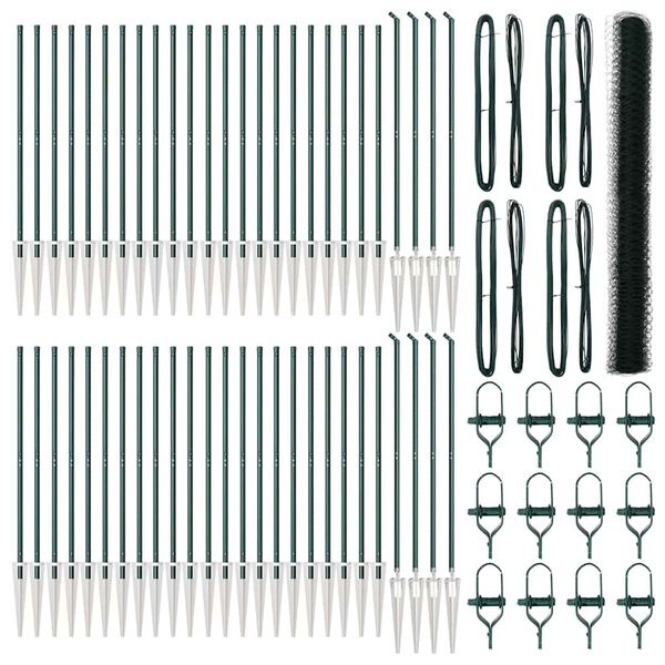 vidaXL Zaunpfosten Gr&uuml;n 100 x 1,6 m (50 mm Maschen) Stahl und PVC