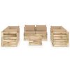 vidaXL 9-tlg. Garten-Lounge-Set mit Kissen Gr&uuml;n Impr&auml;gniertes Holz