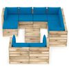 vidaXL 10-tlg. Garten-Lounge-Set mit Kissen Gr&uuml;n Impr&auml;gniertes Holz