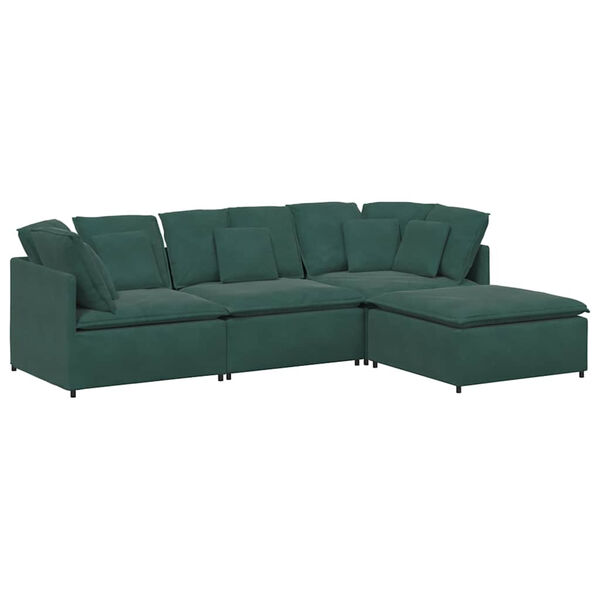 vidaXL Modulares Sofa mit Fu&szlig;hocker Kissen Samt Dunkelgr&uuml;n