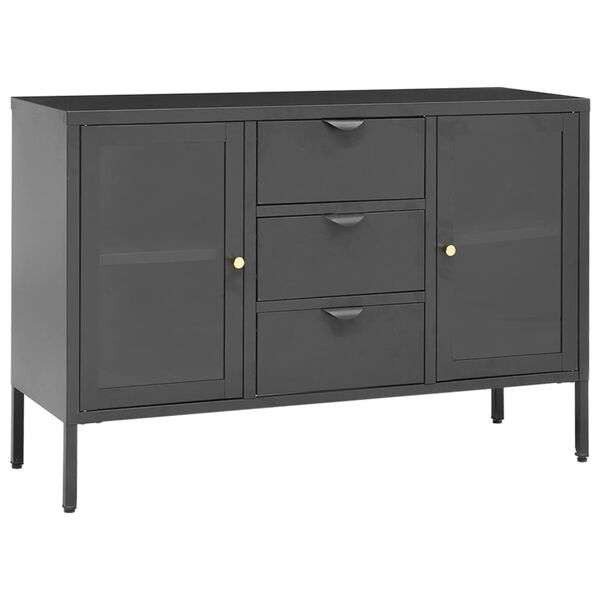 vidaXL Sideboard Anthrazit 105x35x70 cm Stahl und Hartglas