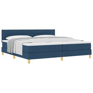 vidaXL Boxspringbett mit Matratze mit Kopfteil Blau 200 x 200 cm Stoff