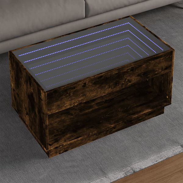 vidaXL Couchtisch mit Infinity-LED R&auml;uchereiche 90x50x50 cm
