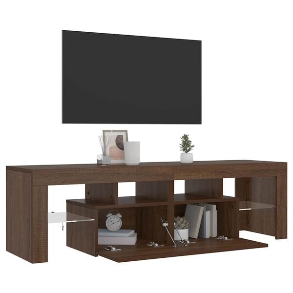 vidaXL TV-Schrank mit LED-Leuchten Braun Eichen-Optik 140x36,5x40 cm
