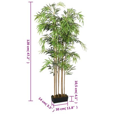vidaXL Bambusbaum Künstlich 730 Blätter 120 cm Grün