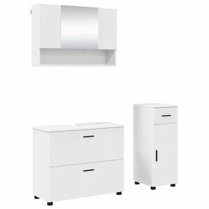 vidaXL Badezimmerm&ouml;bel-Set 3 Stk. Wei&szlig; Sperrholz und Metall
