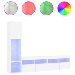 vidaXL 4-tlg. Wohnwand mit LED-Beleuchtung Wei&szlig; Holzwerkstoff