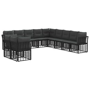 vidaXL Outdoor-Sofagarnitur Schwarz Polyester