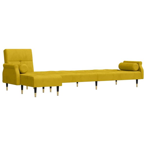 vidaXL Schlafsofa in L-Form Gelb 271x140x70 cm Samt