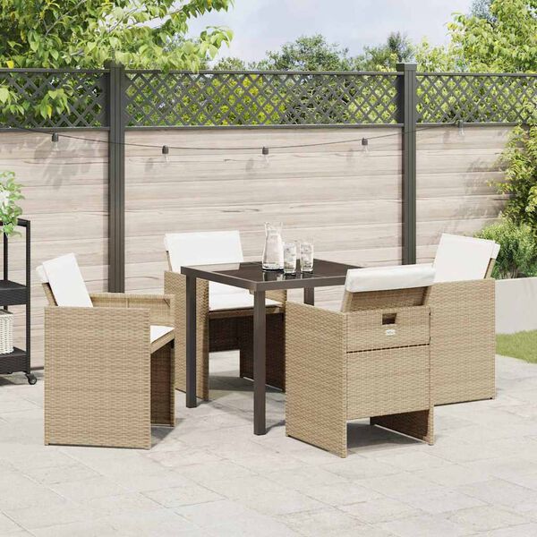 vidaXL Garten Essgruppe 5 pcs Beige Poly-Rattan