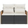 vidaXL Gartensofa mit Kissen 2-Sitzer Schwarz Poly Rattan