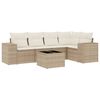 vidaXL 6-tlg. Garten-Sofagarnitur mit Kissen Beige Poly Rattan