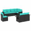 vidaXL 8-teiliges Gartensofa-Set mit Kissen, schwarzes Polyrattan