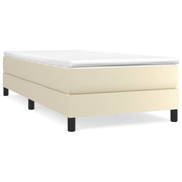 vidaXL Boxspringbett mit Matratze Creme 90x190 cm Kunstleder