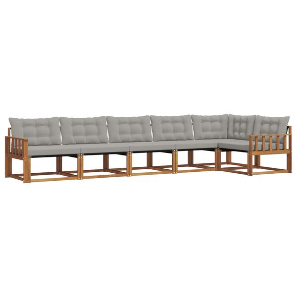 vidaXL Outdoor-Sofagarnitur mit Kissen 6 pcs Nat&uuml;rlich und Hellgrau