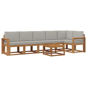vidaXL Outdoor-Sofagarnitur mit Kissen 7 pcs Nat&uuml;rlich und Hellgrau
