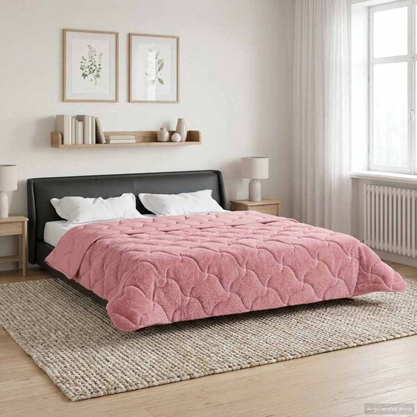 vidaXL Ganzjahresbettdecke Gepolstert Rosa 240 x 260 cm