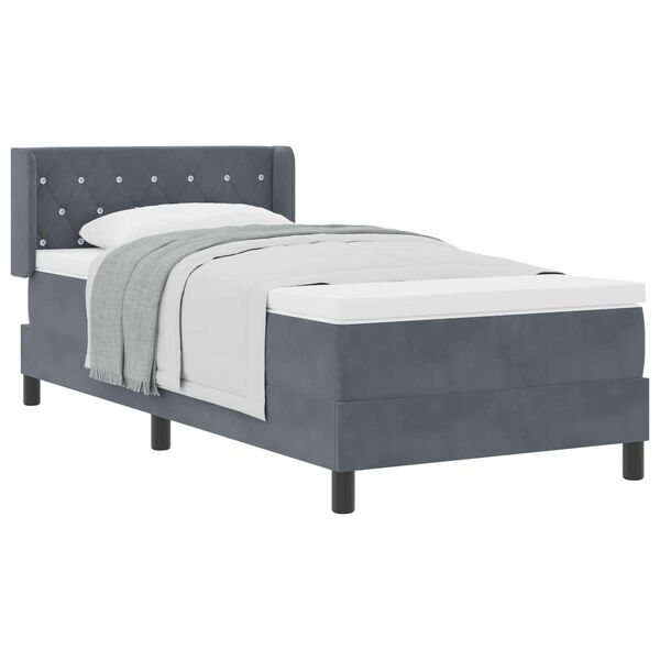 vidaXL Boxspringbett mit Matratze Dunkelgrau 200 x 100 cm Samt