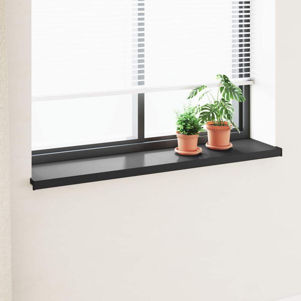vidaXL Fensterbank Schwarz mit Holzmaserung 140 x 30 x 4,5 cm PVC