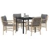 vidaXL Garten Essgruppe mit Kissen 5 pcs Beige Poly-Rattan