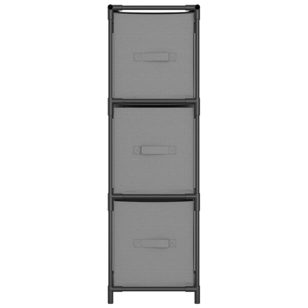 vidaXL Lagerschrank mit 3 Stoff-Schubladen Grau 34x34x101 cm Stahl