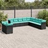 vidaXL 11-teiliges Gartensofa-Set mit Kissen, schwarzes Polyrattan
