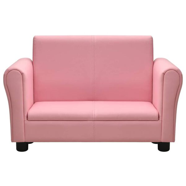 vidaXL Kindersofa mit Hocker Rosa Kunstleder