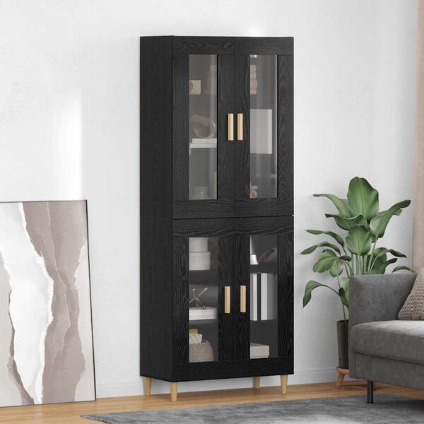 vidaXL Highboard Schwarz Eichen-Optik 69,5 x 34 x 180 cm Holzwerkstoff