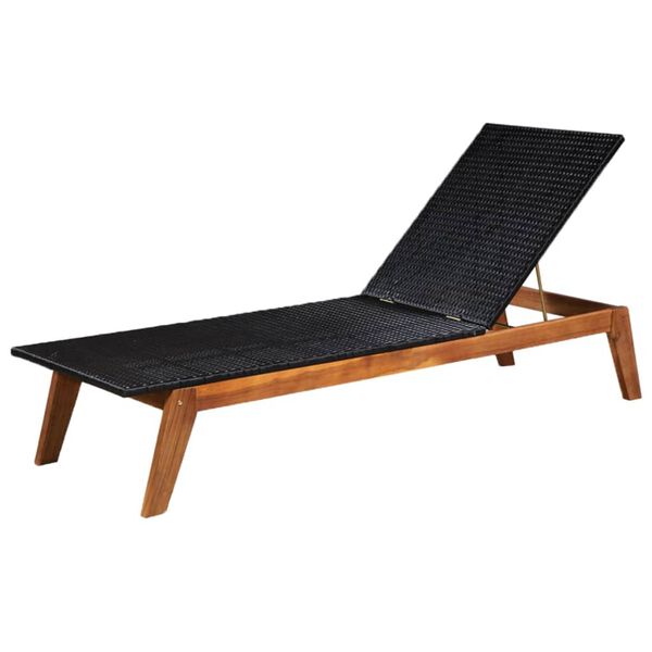 vidaXL Sonnenliegen 2 Stk. mit Tisch Poly Rattan Massivholz Akazie