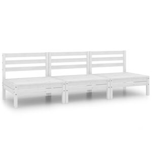 vidaXL 3-tlg. Garten-Lounge-Set Wei&szlig; Kiefer Massivholz