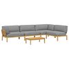 vidaXL Sofa Set mit Kissen Uni 5 pcs Grau Massivholz Akazie