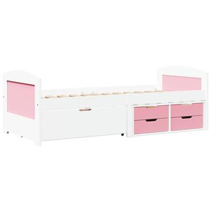 vidaXL Tagesbett mit 5 Schubladen ohne Matratze Wei&szlig; Rosa 90x200cm