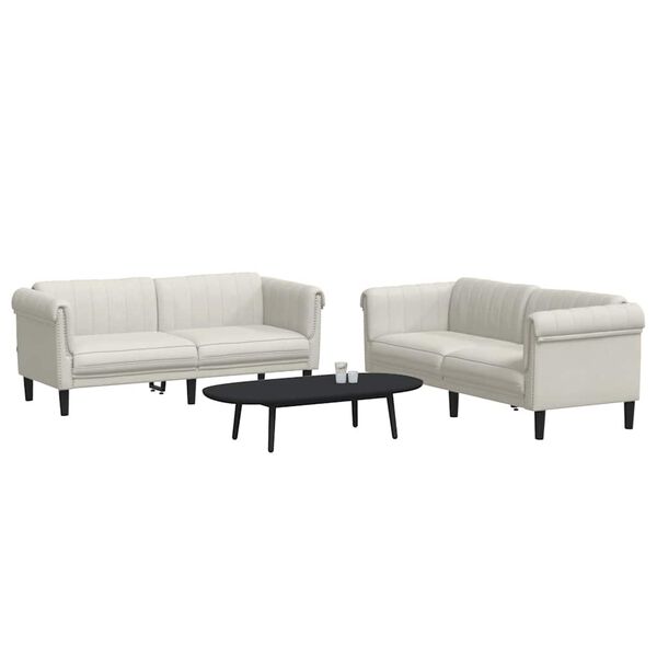 vidaXL 2-tlg. Sofagarnitur Creme Samt
