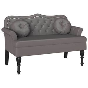 vidaXL Chesterfield Bank mit Kissen Grau 120,5 x 65 x 75 cm Kunstleder