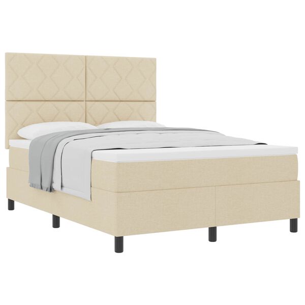 vidaXL Boxspringbett mit Matratze Creme 160 x 200 cm Stoff