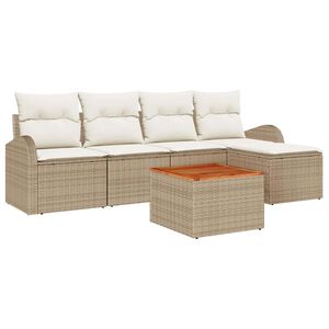 vidaXL Gartensofa-set mit Kissen 6 pcs Beige Poly-Rattan