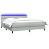 vidaXL Boxspringbett mit Matratze & LED Hellgrau 200x220 cm Samt