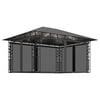 vidaXL Pavillon mit Moskitonetz & LED-Lichterkette 4x3x2,73m Anthrazit