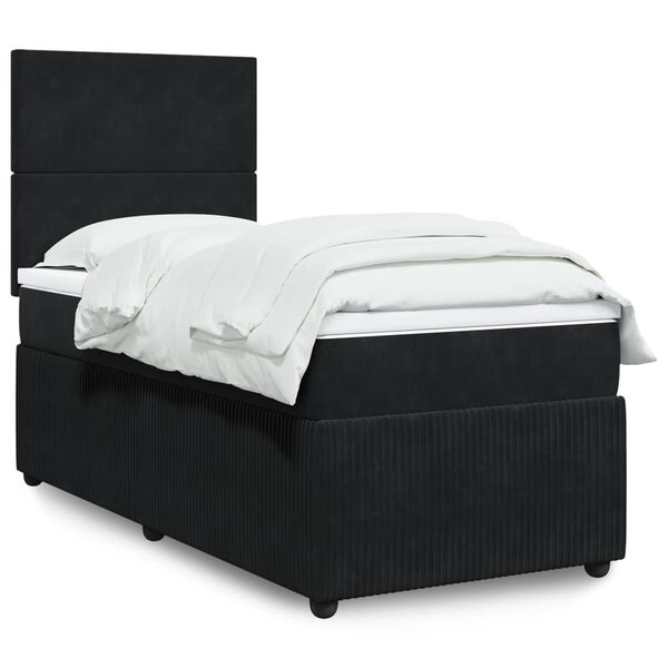vidaXL Boxspringbett mit Matratze Schwarz 90x200 cm Samt