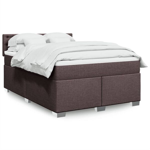 vidaXL Boxspringbett mit Matratze Dunkelbraun 140x200 cm Stoff