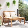 vidaXL Bank mit Kissen 2 pcs Braun und Creme Massivholz Teak