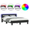 vidaXL Bettgestell mit LED ohne Matratze Schwarz 150x200 cm