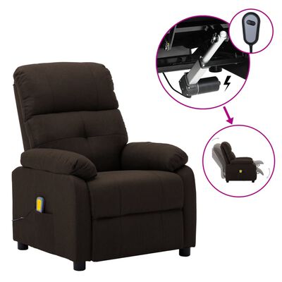 3073817 vidaXL Electric Massage Recliner Chair Dark Brown Fabric (289677+327254)