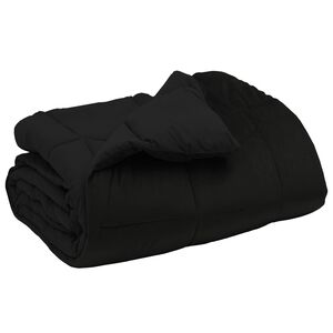 vidaXL Winterbettdecke Gepolstert Schwarz 135 x 200 cm Mikrofaser